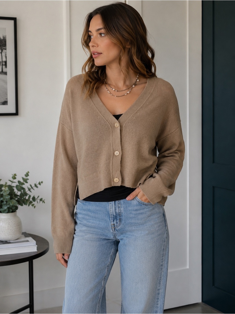 Cozy luxe Marc O’Polo Alpaca blend  cropped vneck cardigan old money, minimalist